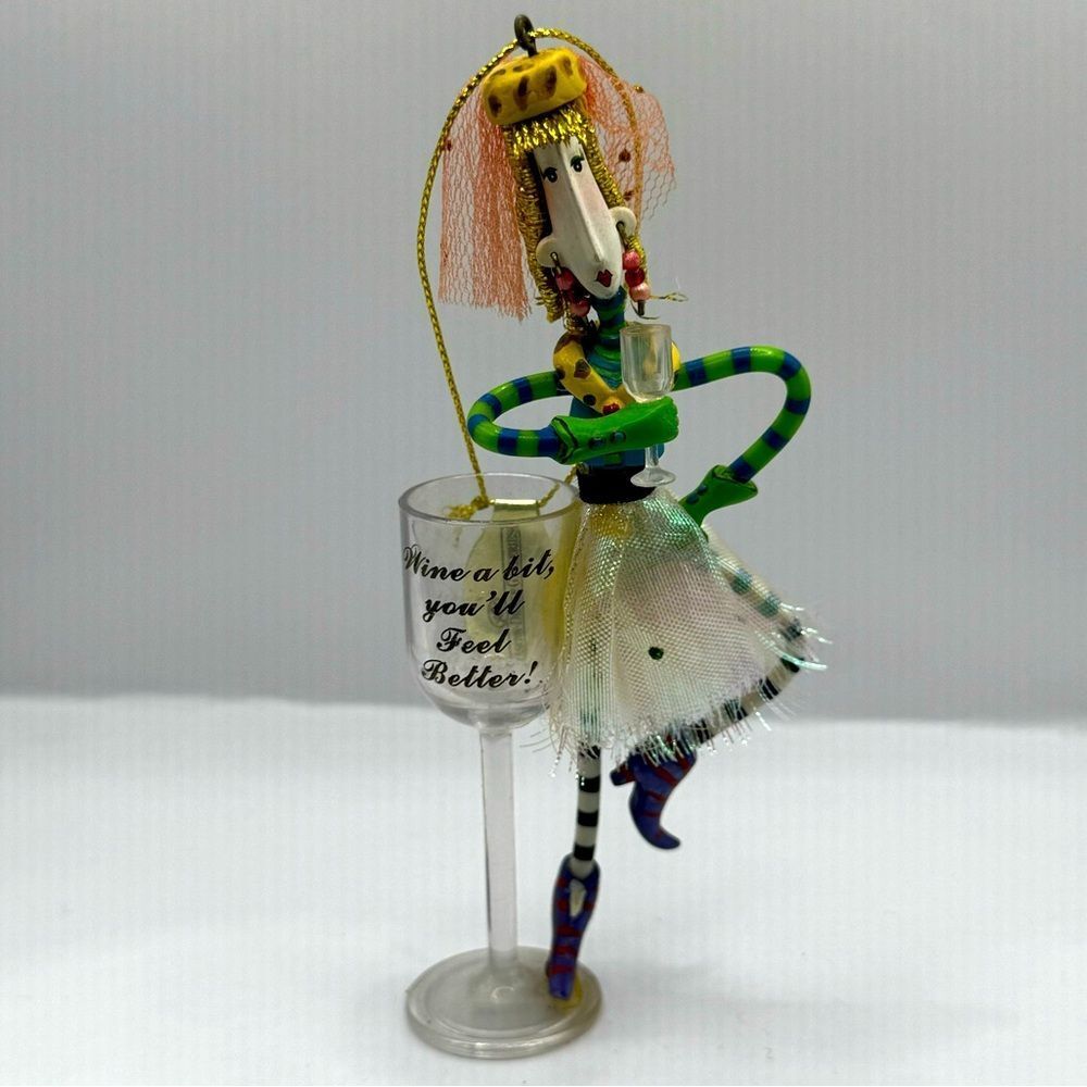 “Wine A Bit Youll Feel Better” Kitschy 2008 Christmas Ornament Woman & Wine